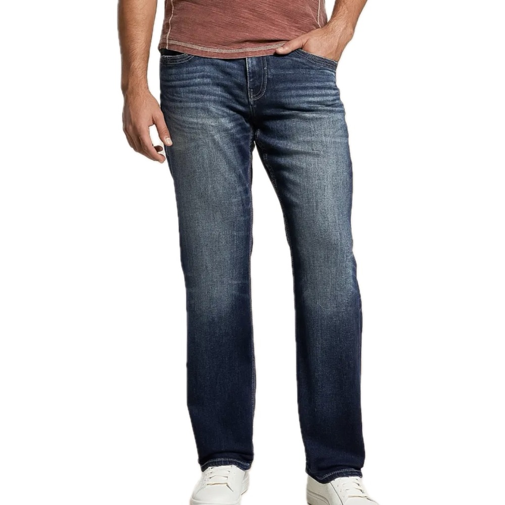 Buckle Black Men’s Relaxed Fit Jeans 36x32 Blue Wash Straight Leg Denim